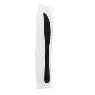 one Medium Heavy Weight Black Polypropylene Individually Wrapped Knife