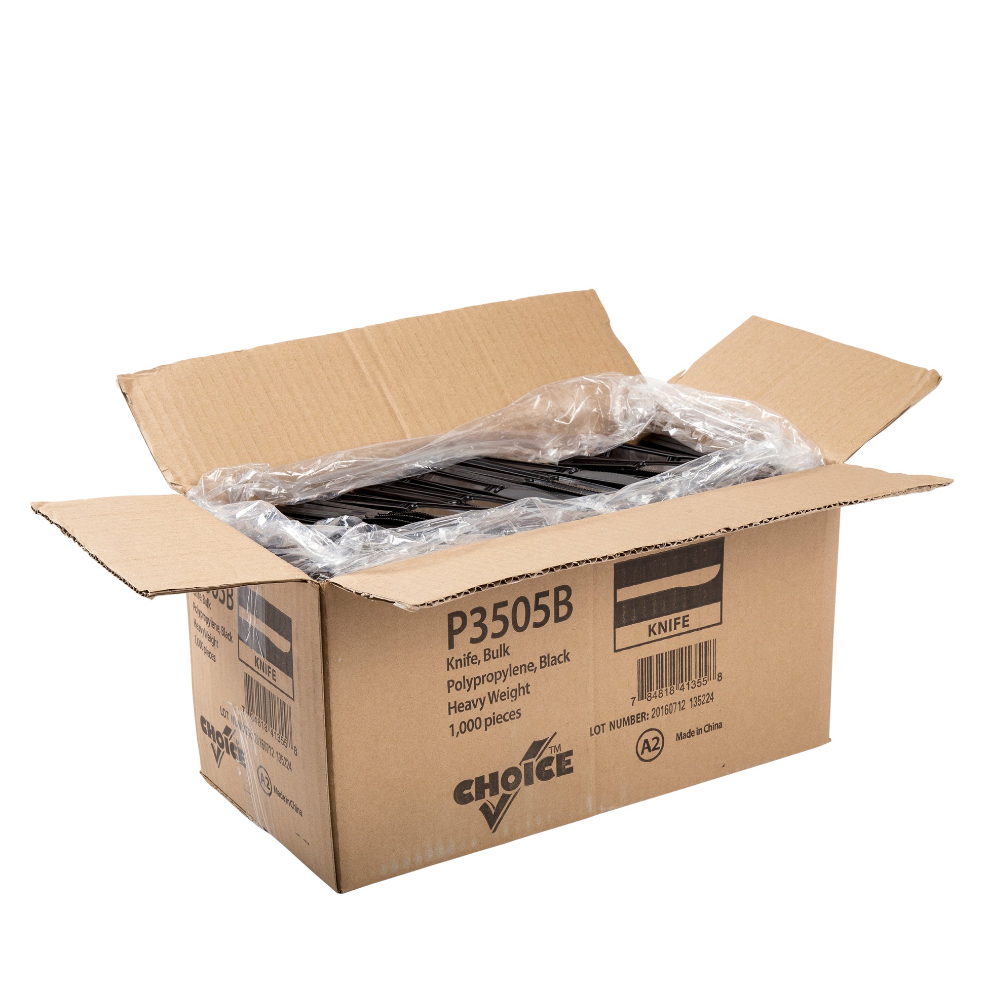 open case of Heavy Weight Black Polypropylene Knives