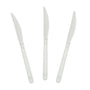 Three Heavy Weight White Polypropylene Knives set out flat