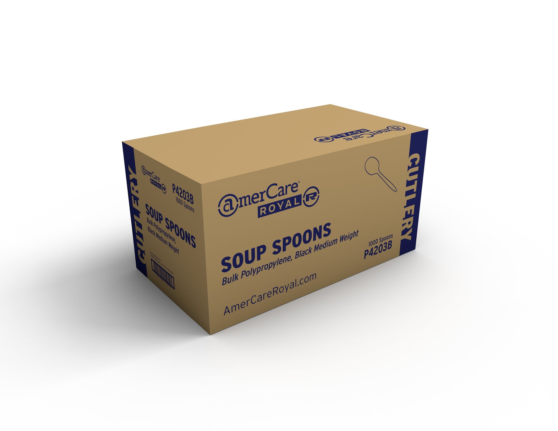 closed case of Medium Weight Black Polypropylene spoons