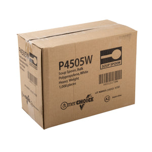 closed case of Heavy Weight White Polypropylene Soupspoons