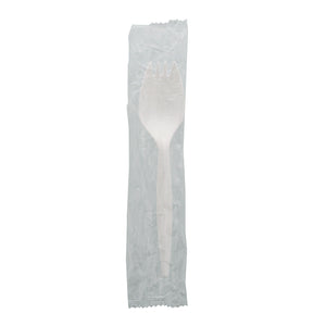 one Medium Weight White Polypropylene Individually Wrapped Sporks
