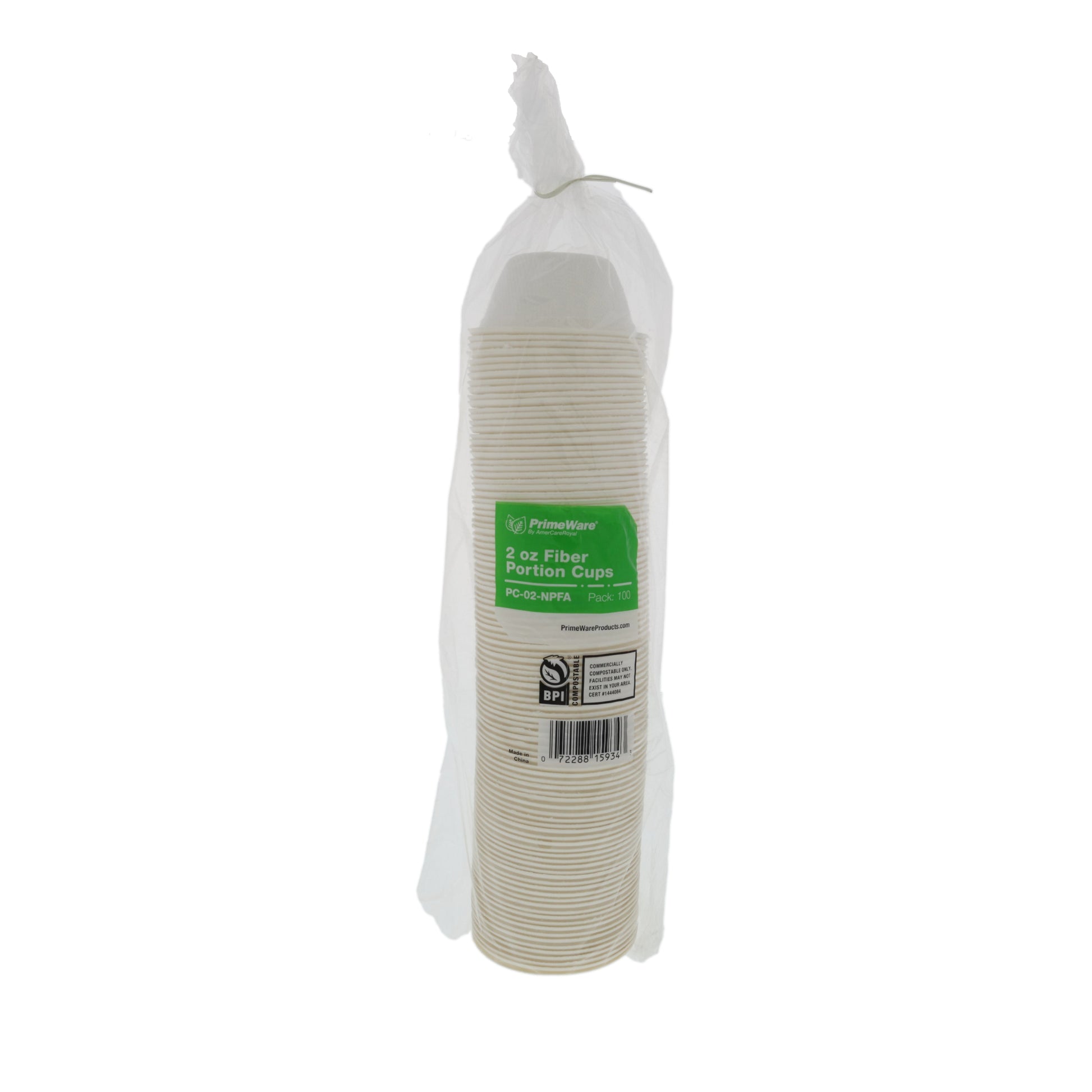 plastic sleeve of No PFAS added 2 oz. Portion Cups