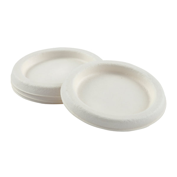 two 2 oz molded fiber portion cup lids