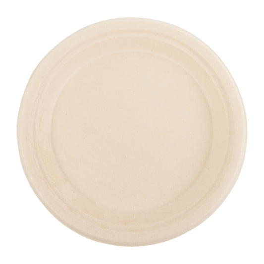 No added PFAS 9" Round Heavy Molded Fiber Plate top view