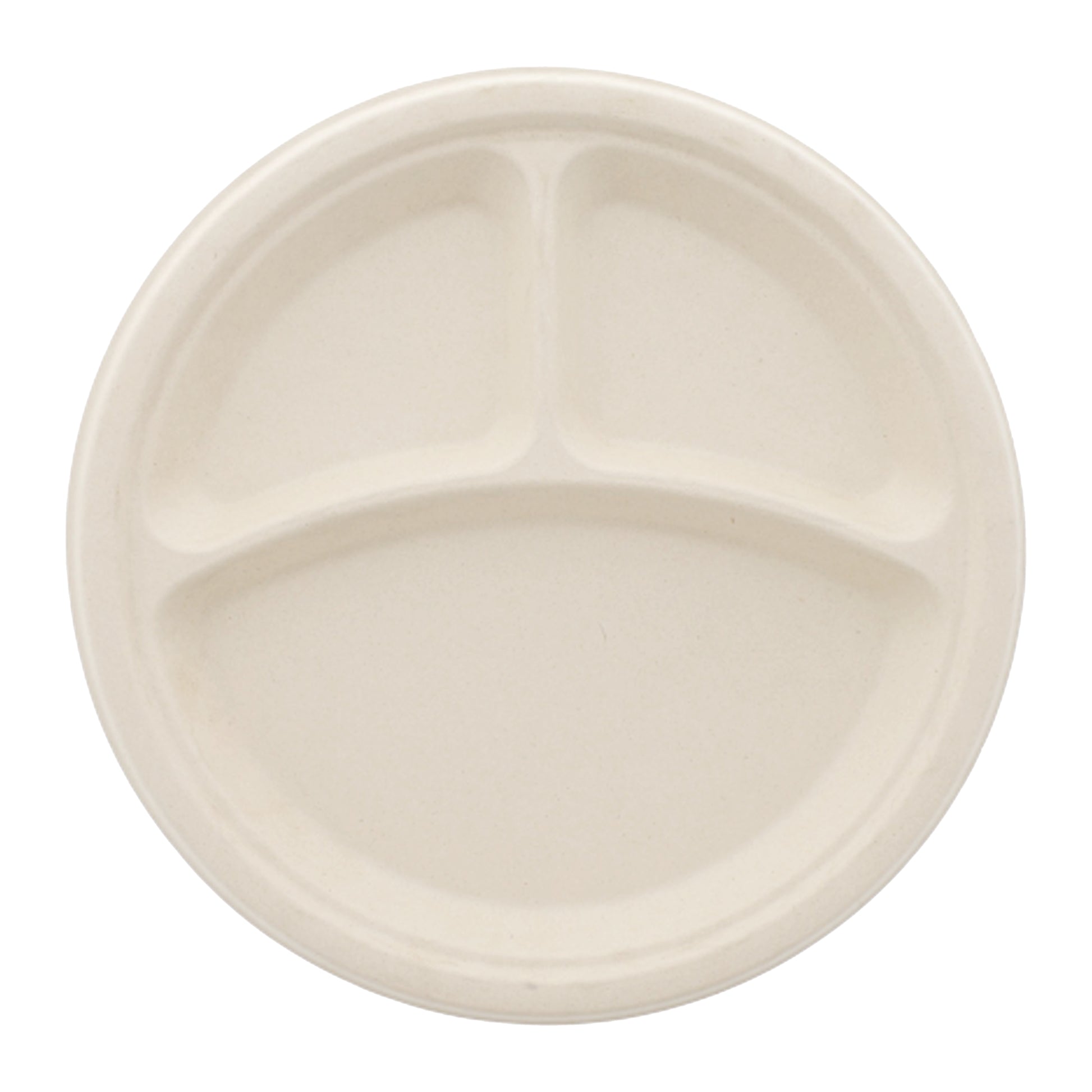No added PFAS 10" - 3 Section Round Heavy Molded Fiber Plate top view