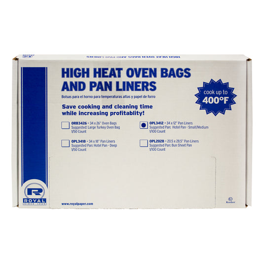 34" W x 12" L Shallow, Full Pan High Heat Oven Pan Liner Package