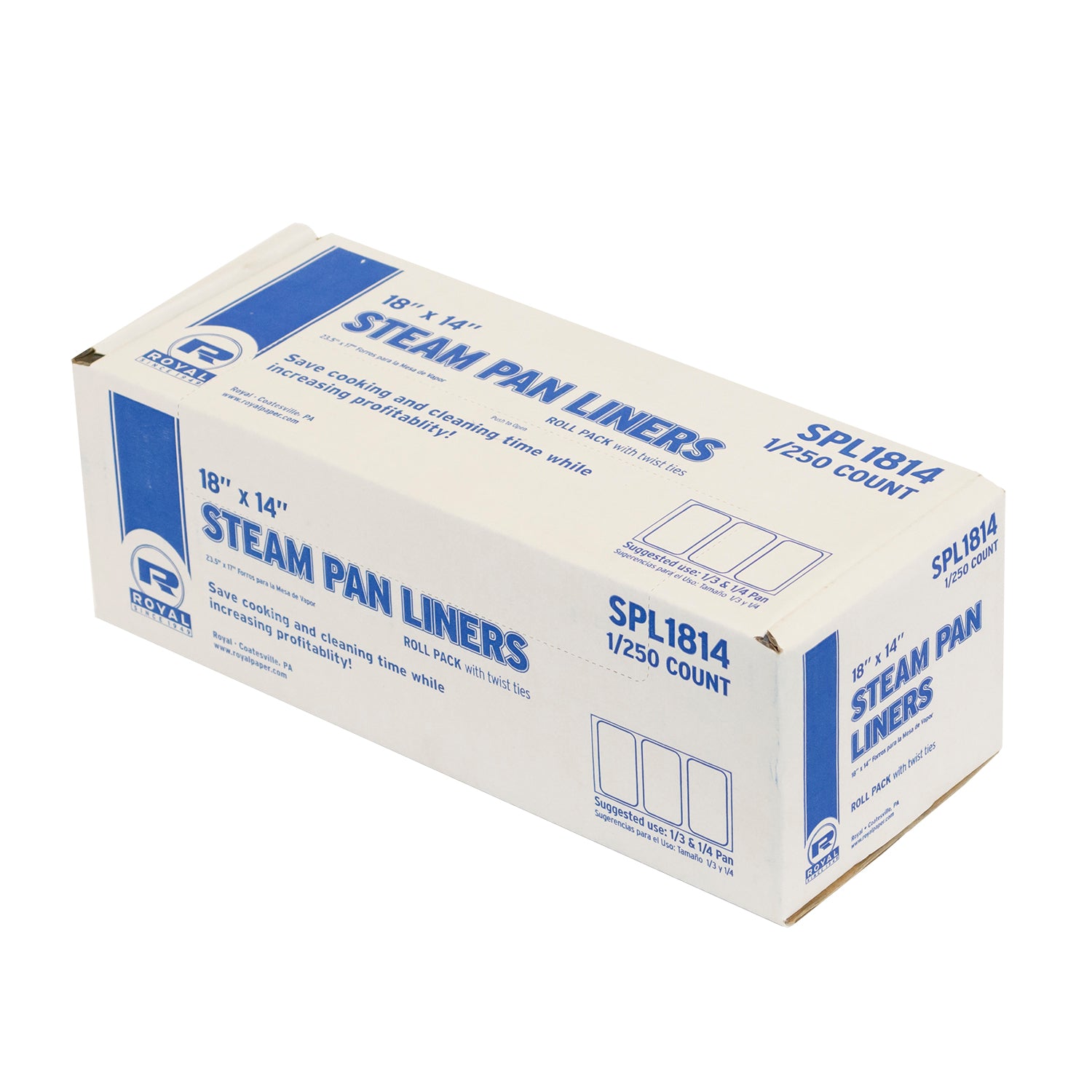 18" W x 14" L 1/4, 1/3 Pan Steam Pan Liners with Twist Ties, Package of 250