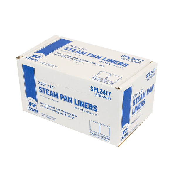 23-1/2” W x 17” L 1/2 Pan Steam Pan Liners with Twist Ties packaged
