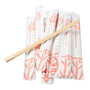 Twin Bamboo Chopsticks in Sleeves on a pile of wrapped chopsticks