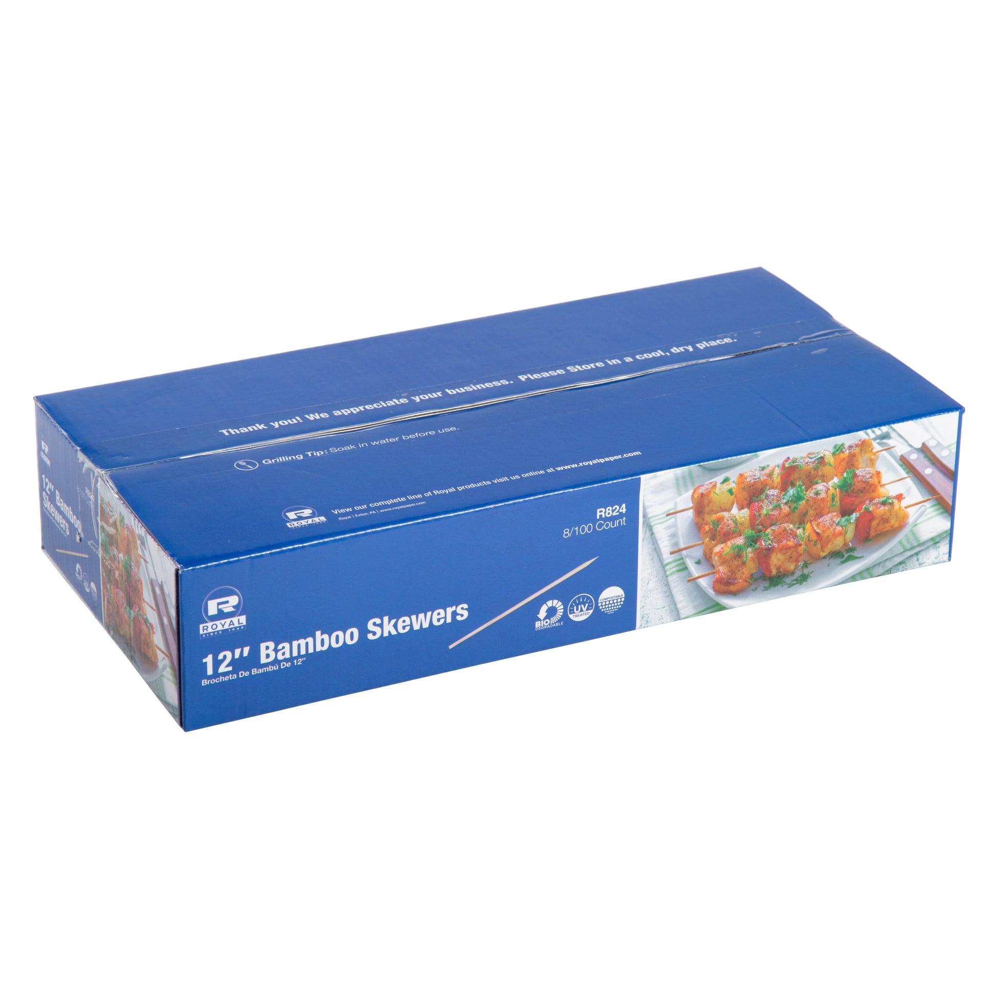 12" Round Bamboo Skewers, Box of 800