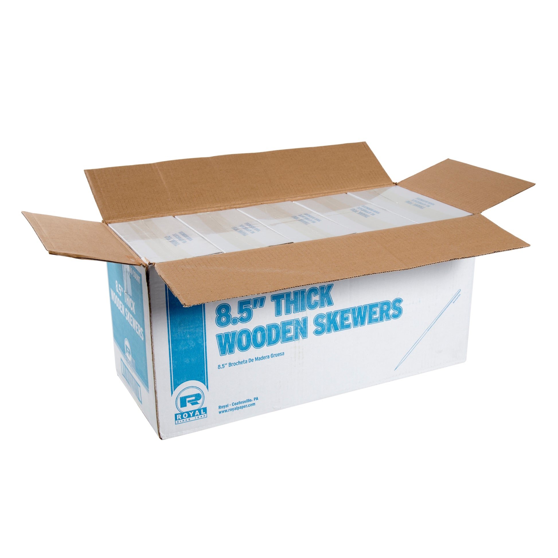open case of 8.5" Thick Wood Skewers