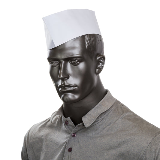 White Classy Cap Plain on a mannequin
