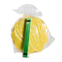 Flat Yellow Lemon Wraps with Green Ribbons in plastic packaging