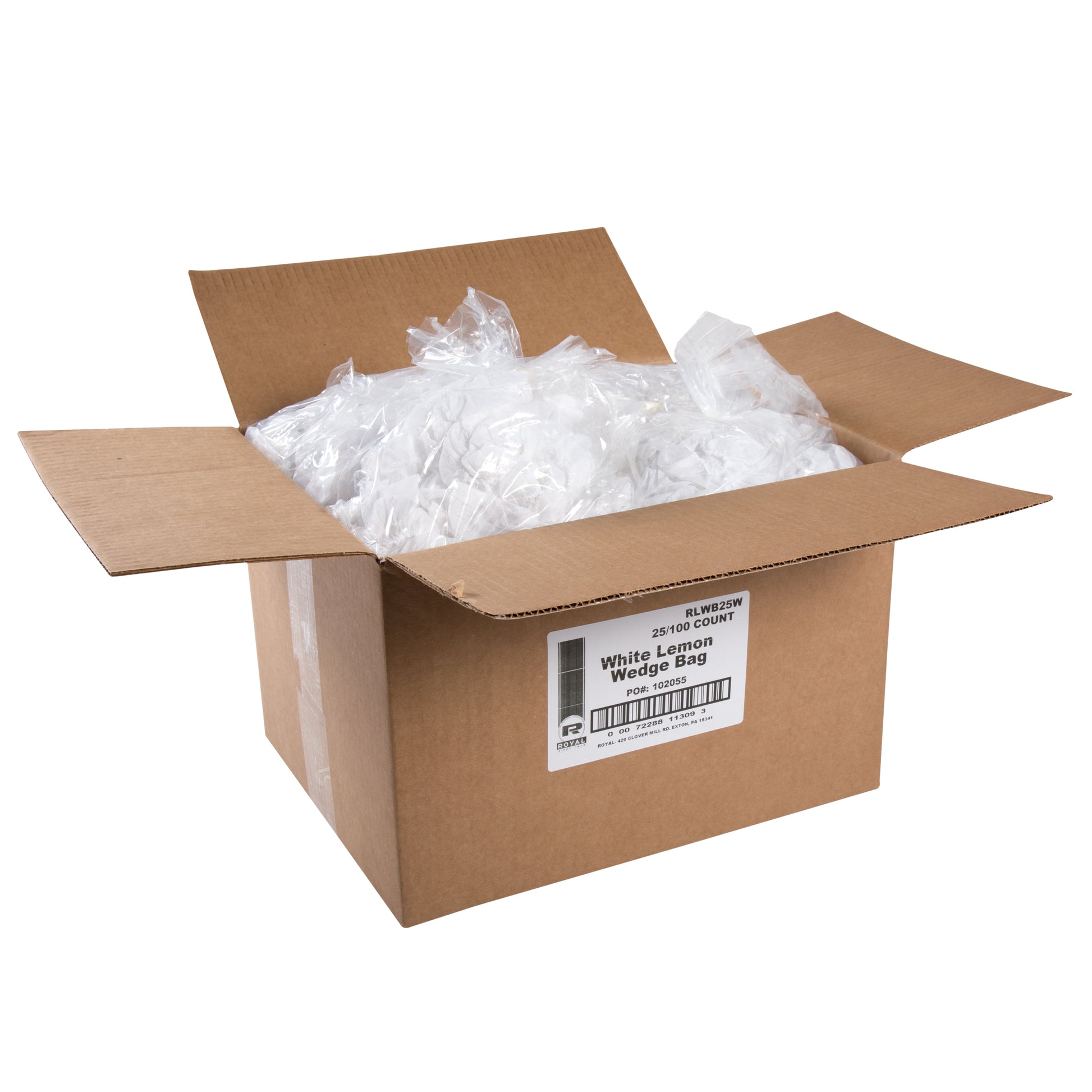 open case of White Lemon Wedge Bags