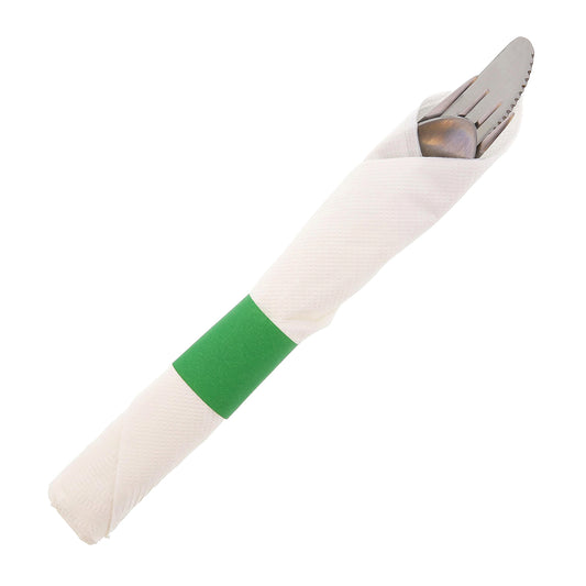Green Paper Napkin Band with Napkin and Silverware