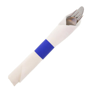 Blue Paper Napkin Band with Napkin and Silverware