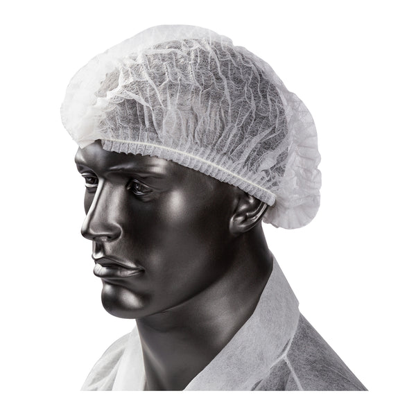 White O.R. Cap Latex Free on a mannequin