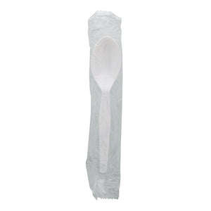 one Medium Heavy White Polystyrene Individually Wrapped Teaspoon