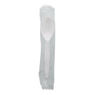 one Medium Heavy White Polystyrene Individually Wrapped Teaspoon