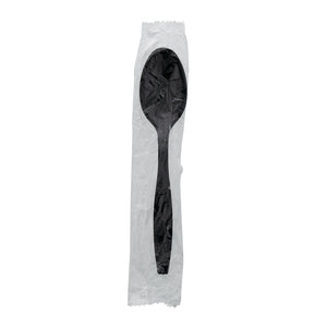 one Heavy Black Polystyrene Individually Wrapped Teaspoon