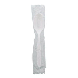 one Heavy White Polystyrene Individually Wrapped Teaspoon