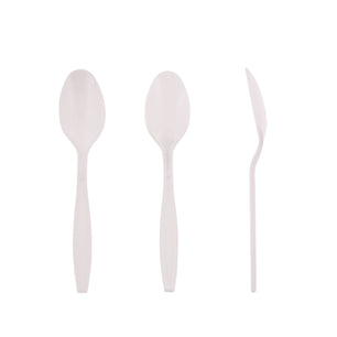Heavy White Polystyrene unwrapped Teaspoons