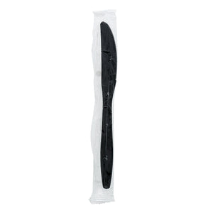 one Heavy Black Polystyrene Individually Wrapped Knife