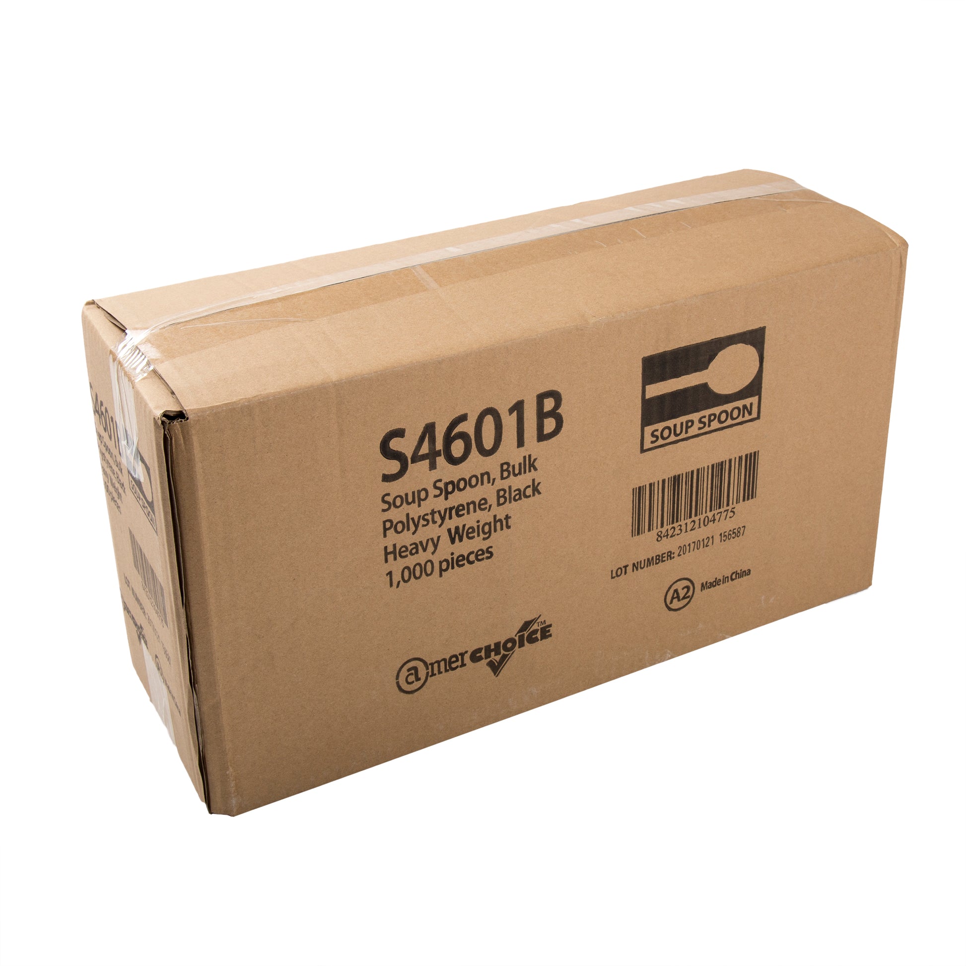 Closed case of Heavy Black Polystyrene Spoon Soups