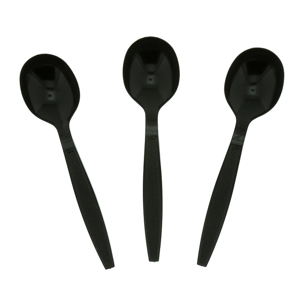 Three Heavy Black Polystyrene Spoon Soups