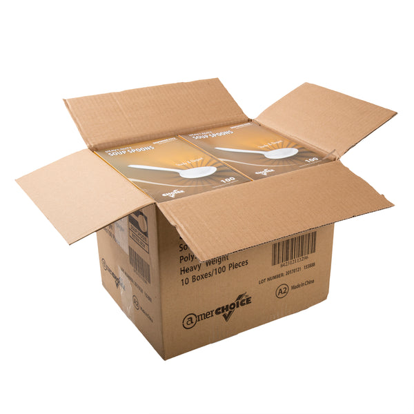 open case of Heavy Champagne Polystyrene Soupspoons