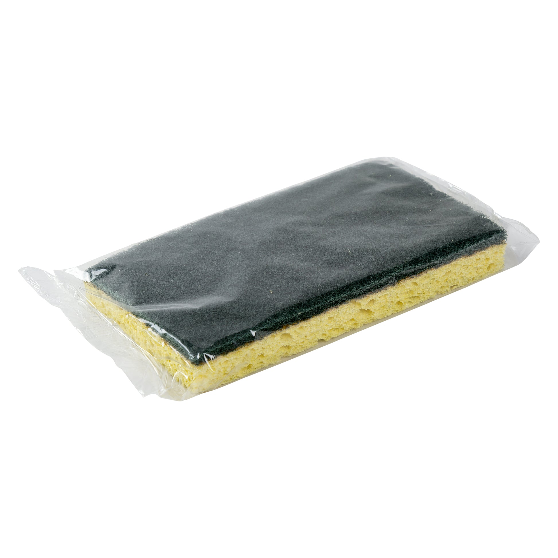 wrapped 3.75" x 6.5" Green  Heavy Duty Scouring Pad/Sponge Combo