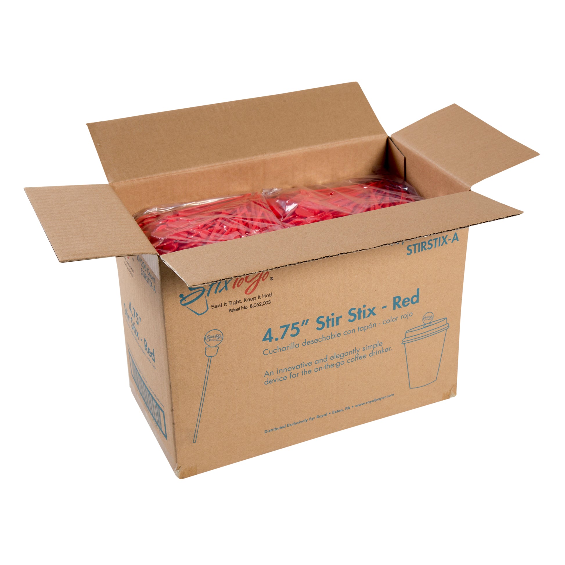 open case of 4.75" Red Stir Stix Plugs