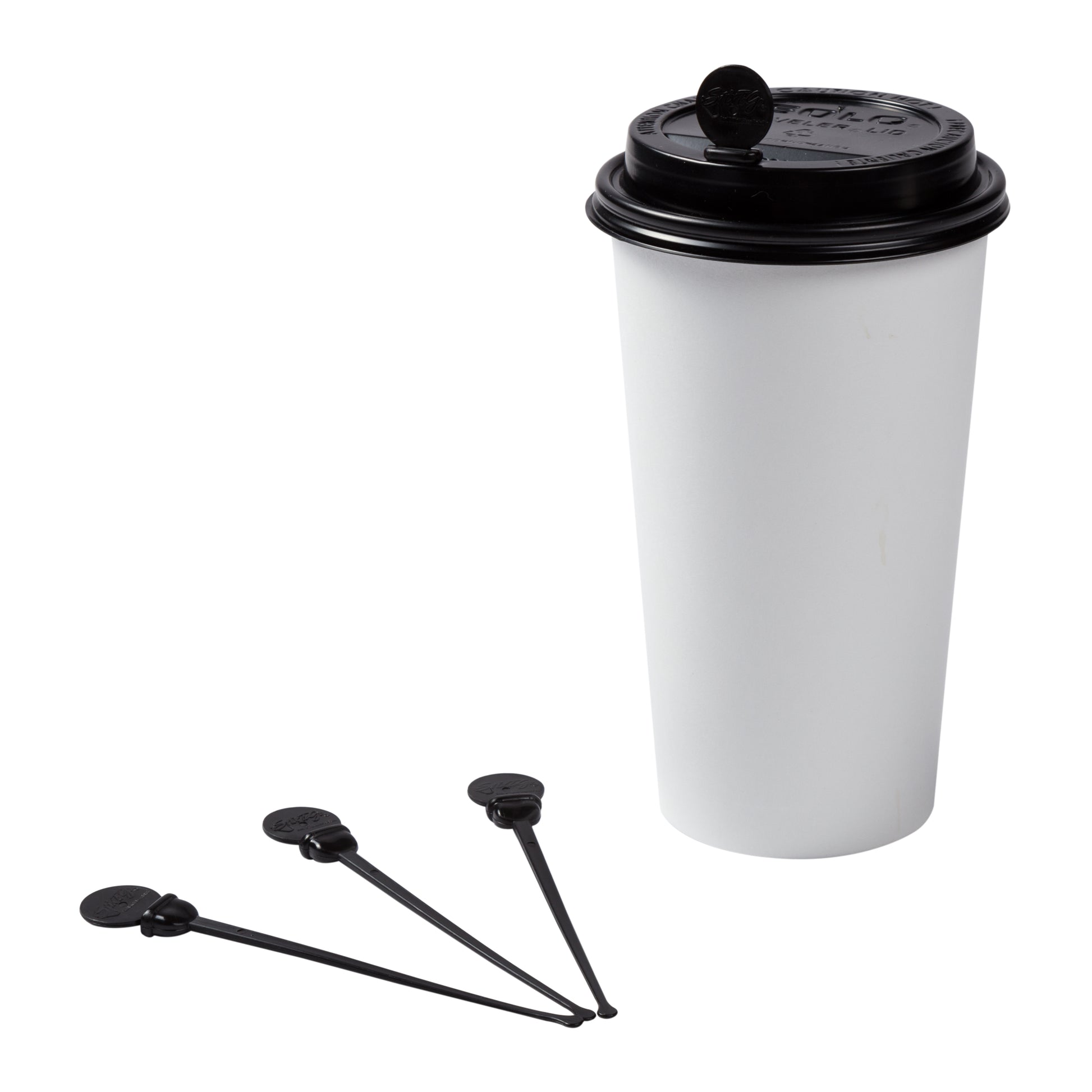 4.75" Black Stir Stix Plug in Coffee Cup Lid