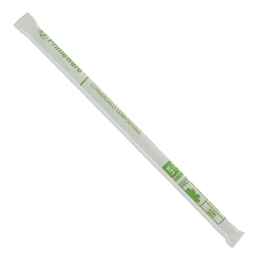 8.5" Clear Paper Wrapped Giant Cellulosic Compostable Straw