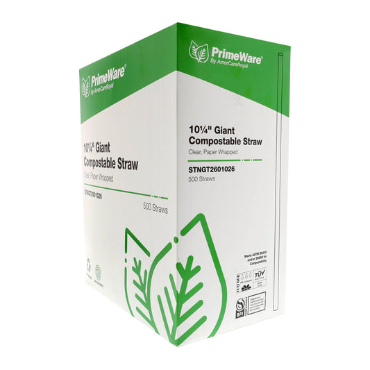 10.25" Clear Paper Wrapped Giant Cellulosic Compostable Straws inner box