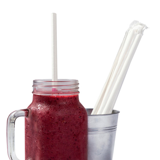 10.25" Giant Paper unwrapped Straw in a drink