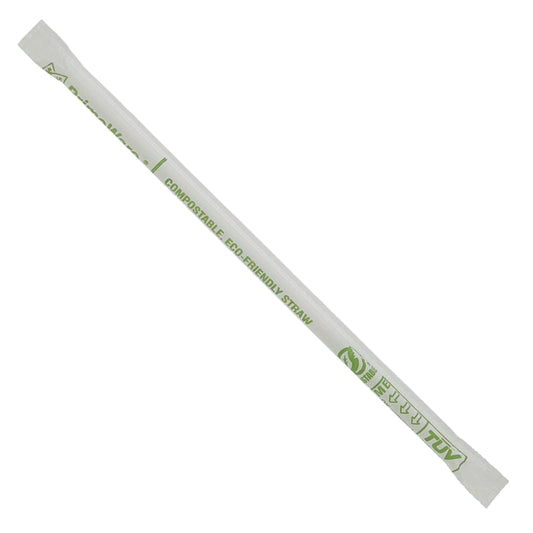 7.75" Clear Paper Wrapped Jumbo Cellulosic Compostable Straw