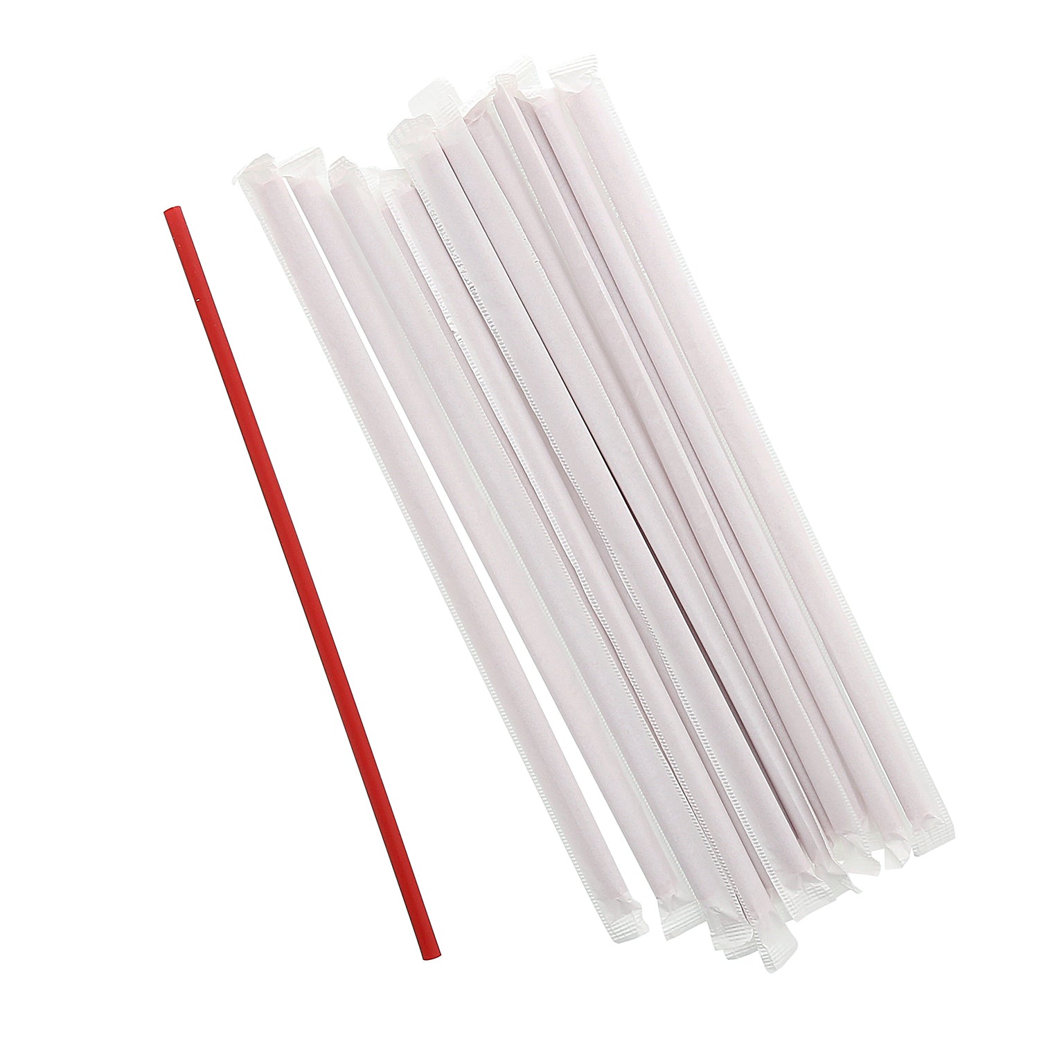 9.5" Jumbo Red Paper Wrapped Straws