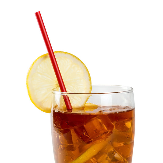 9.5" Jumbo Red Paper Wrapped Straw with Beverage