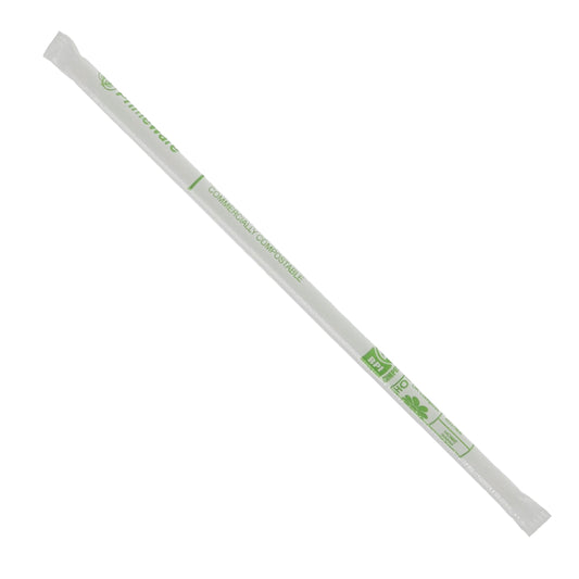10.25" Clear Paper Wrapped Jumbo Cellulosic Compostable Straw