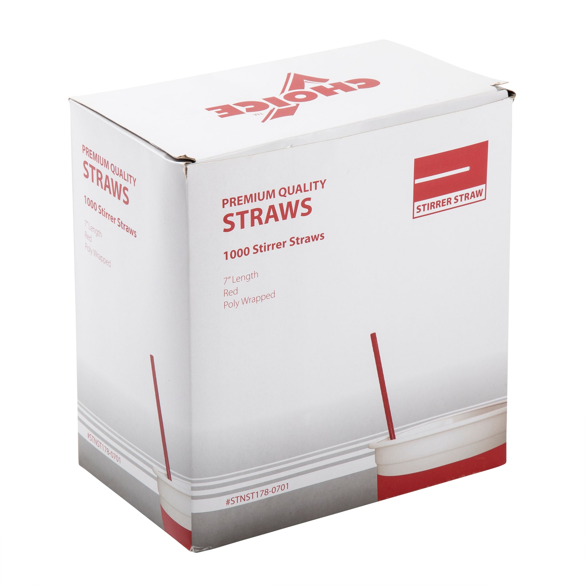 7" Red Poly Wrapped Stirrer straw
