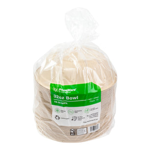 plastic sleeve of 32 oz round no added pfas molded fiber bowls
