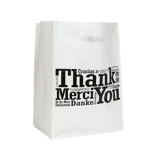 12" x 10" x 17" Die Cut Handled Multilingual Shopping Bag