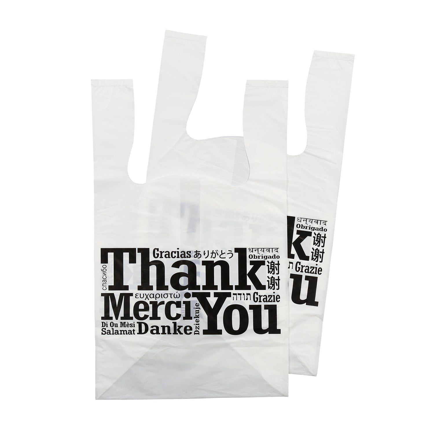 11.5" x 10.5" x 19" Flat Bottom Multilingual T-Shirt Bags