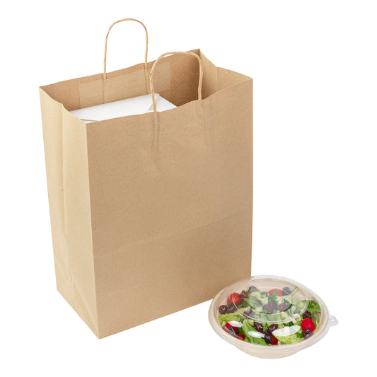 13" x 7" x 17" Twisted Handle Kraft Paper Bag with Food Containers