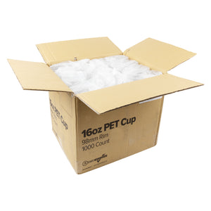 open case of 16 oz. Clear PET Cups