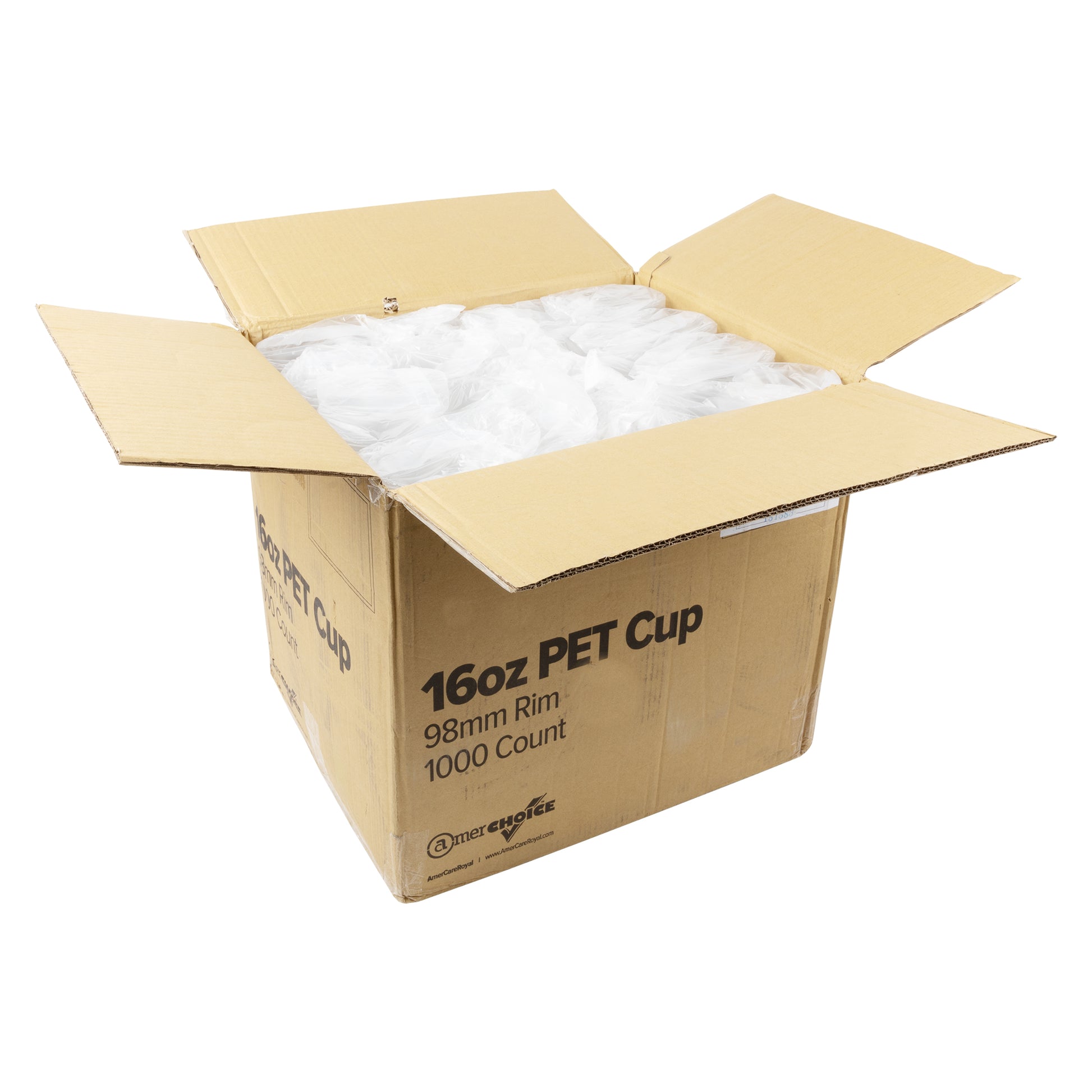 open case of 16 oz. Clear PET Cups