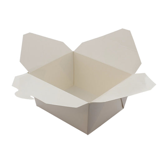 Open 4-3/8" x 3.5" x 2.5" #1 White Folded Takeout Box