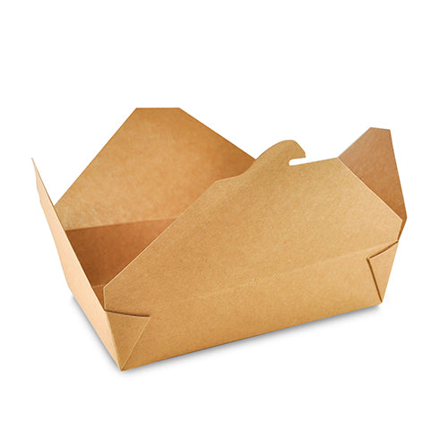 Open 7-3/4" x 5.5" x 1-7/8" #2 Kraft Folded Takeout Box